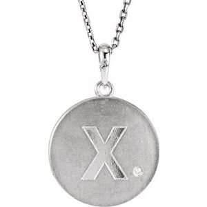 Ladies Natural Diamond Initial X Necklace (I2, G-H) — Sterling Silver
