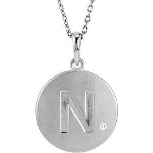 Ladies Natural Diamond Initial N Necklace (I2, G-H) — Sterling Silver