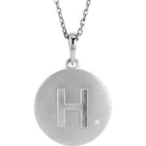 Ladies Natural Diamond Initial H Necklace (I2, G-H) — Sterling Silver