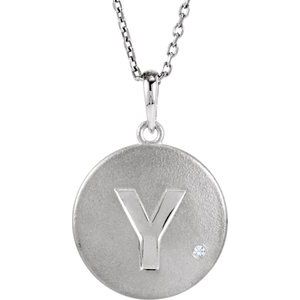 Ladies Natural Diamond Initial Y Necklace (I2, G-H) — Sterling Silver