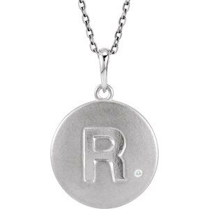 Ladies Natural Diamond Initial R Necklace (I2, G-H) — Sterling Silver