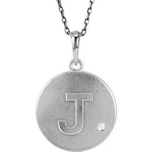 Ladies Natural Diamond Initial J Necklace (I2, G-H) — Sterling Silver