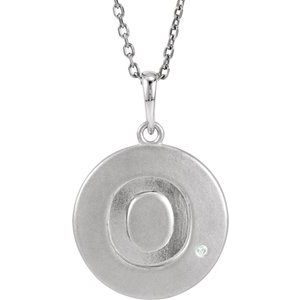 Ladies Natural Diamond Initial O Necklace (I2, G-H) — Sterling Silver