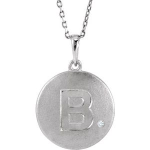 Ladies Natural Diamond Initial B Necklace (I2, G-H) — Sterling Silver