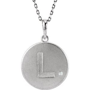 Ladies Natural Diamond Initial L Necklace (I2, G-H) — Sterling Silver