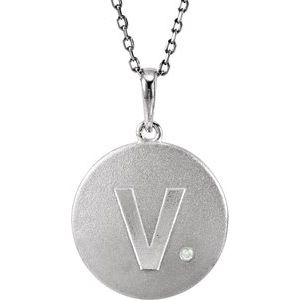 Ladies Natural Diamond Initial V Necklace (I2, G-H) — Sterling Silver