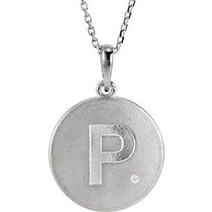 Ladies Natural Diamond Initial P Necklace (I2, G-H) — Sterling Silver