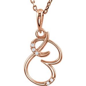 Ladies Natural Diamond Initial B Necklace (I1, G-H) — 14K Rose Gold