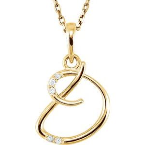 Ladies Natural Diamond Initial D Necklace (I1, G-H) — 14K Yellow Gold