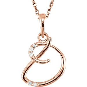 Ladies Natural Diamond Initial D Necklace (I1, G-H) — 14K Rose Gold