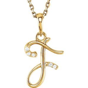 Ladies Natural Diamond Initial F Necklace (I1, G-H) — 14K Yellow Gold