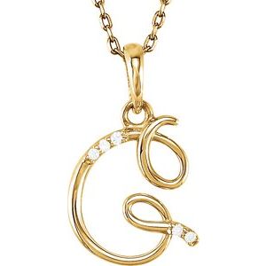 Ladies Natural Diamond Initial G Necklace (I1, G-H) — 14K Yellow Gold
