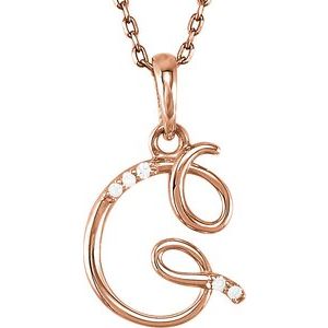 Ladies Natural Diamond Initial G Necklace (I1, G-H) — 14K Rose Gold