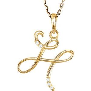 Ladies Natural Diamond Initial H Necklace (I1, G-H) — 14K Yellow Gold