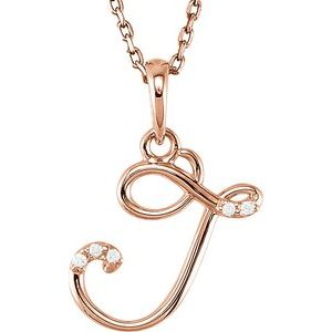 Ladies Natural Diamond Initial J Necklace (I1, G-H) — 14K Rose Gold