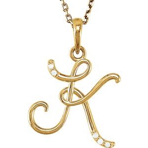 Ladies Natural Diamond Initial K Necklace (I1, G-H) — 14K Yellow Gold
