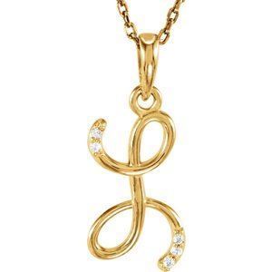 Ladies Natural Diamond Initial L Necklace (I1, G-H) — 14K Yellow Gold