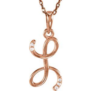 Ladies Natural Diamond Initial L Necklace (I1, G-H) — 14K Rose Gold