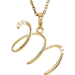 Ladies Natural Diamond Initial M Necklace (I1, G-H) — 14K Yellow Gold