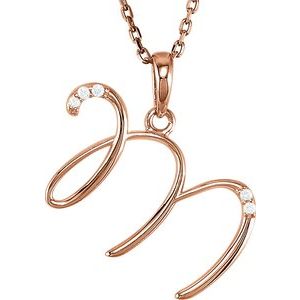 Ladies Natural Diamond Initial M Necklace (I1, G-H) — 14K Rose Gold