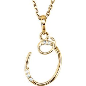 Ladies Natural Diamond Initial O Necklace (I1, G-H) — 14K Yellow Gold