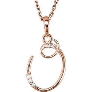 Ladies Natural Diamond Initial O Necklace (I1, G-H) — 14K Rose Gold