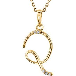 Ladies Natural Diamond Initial Q Necklace (I1, G-H) — 14K Yellow Gold