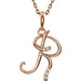 Ladies Natural Diamond Initial R Necklace (I1, G-H) — 14K Rose Gold