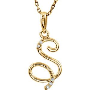 Ladies Natural Diamond Initial S Necklace (I1, G-H) — 14K Yellow Gold