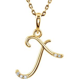 Ladies Natural Diamond Initial T Necklace (I1, G-H) — 14K Yellow Gold