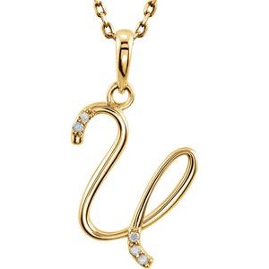 Ladies Natural Diamond Initial U Necklace (I1, G-H) — 14K Yellow Gold