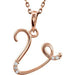 Ladies Natural Diamond Initial V Necklace (I1, G-H) — 14K Rose Gold