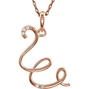 Ladies Natural Diamond Initial W Necklace (I1, G-H) — 14K Rose Gold