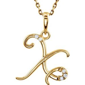 Ladies Natural Diamond Initial X Necklace (I1, G-H) — 14K Yellow Gold