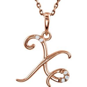 Ladies Natural Diamond Initial X Necklace (I1, G-H) — 14K Rose Gold