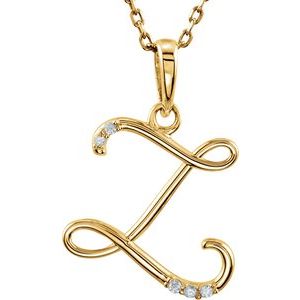 Ladies Natural Diamond Initial Z Necklace (I1, G-H) — 14K Yellow Gold