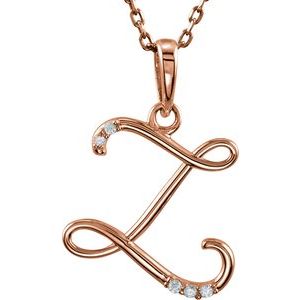 Ladies Natural Diamond Initial Z Necklace (I1, G-H) — 14K Rose Gold