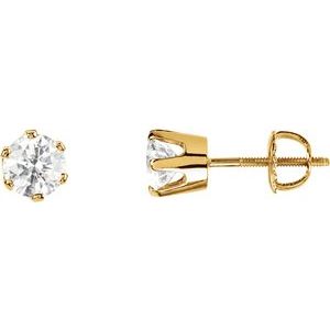 Ladies Natural Diamond Stud Earrings (I1, G-H) — 14K Yellow Gold