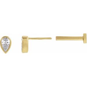 Lab-Grown Diamond Pear Bezel-Set Stud Earrings (Single Earring)