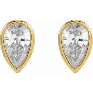 Lab-Grown Diamond Pear Bezel-Set Stud Earrings (Single Earring)