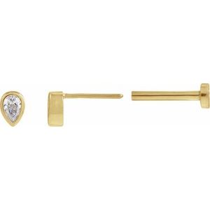 Lab-Grown Diamond Pear Bezel-Set Stud Earrings (Single Earring)