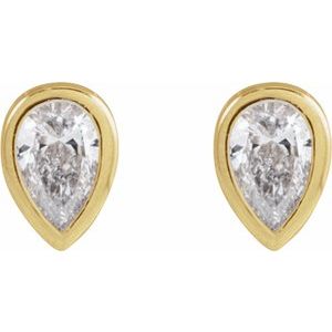 Lab-Grown Diamond Pear Bezel-Set Stud Earrings (Single Earring)