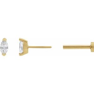 Ladies Natural Diamond Stud Earring (I1, G-H) — 14K Yellow Gold