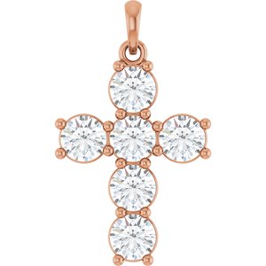 Ladies Natural Diamond Cross Pendant (I1, G-H) — 14K Rose Gold