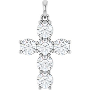 Ladies Natural Diamond Cross Pendant (I1, G-H) — Sterling Silver