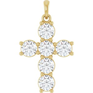 Ladies Natural Diamond Cross Pendant (I1, G-H) — 14K Yellow Gold