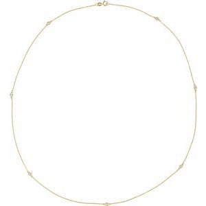 Ladies Natural Diamond 7-Station Necklace (I1, H+) — 14K Yellow Gold