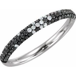 Ladies Black Rhodium-Plated Natural Black White Diamond Pavé-Style Ring (Opaque/I1, Black/HI) — 14K White Gold