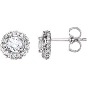 Ladies Natural Diamond Earrings — 14K White Gold