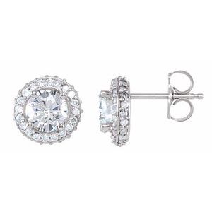 Ladies Natural Diamond Earrings — 14K White Gold